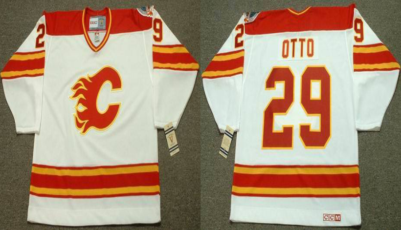 2019 Men Calgary Flames #29 Otto white CCM NHL jerseys->calgary flames->NHL Jersey